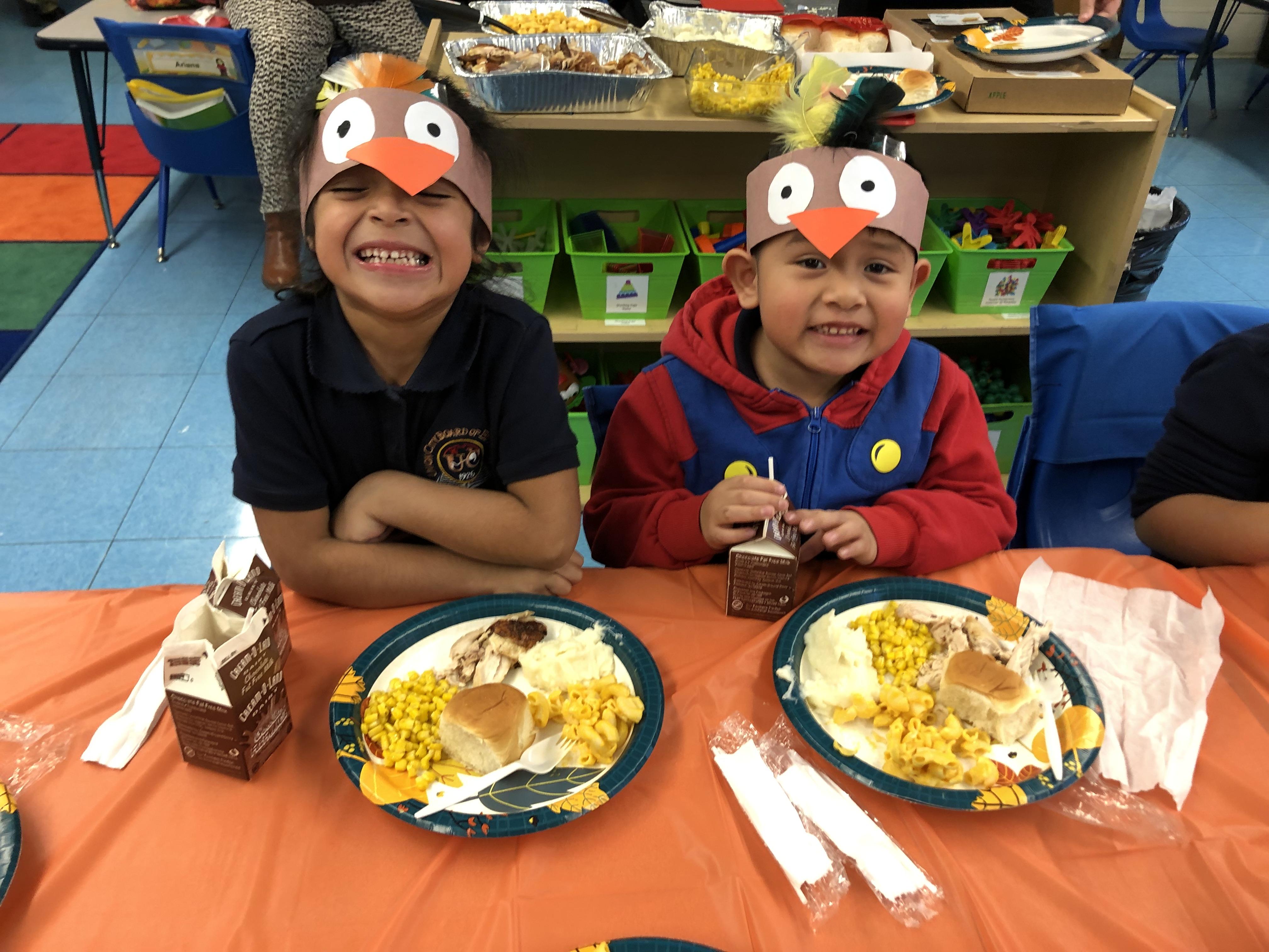 Jefferson School students enjoying Thanksgiving
