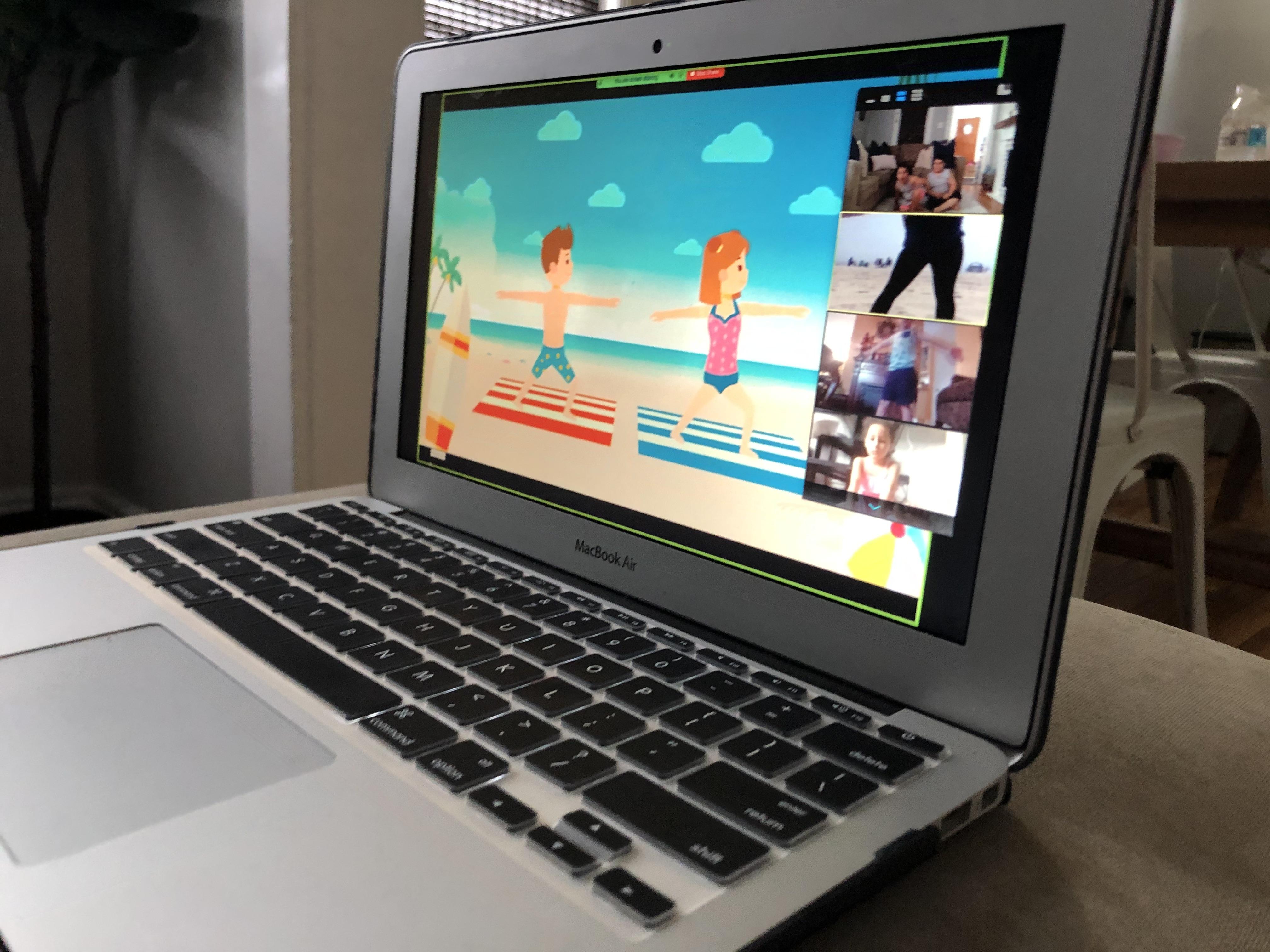 yoga zoom on laptop screen 